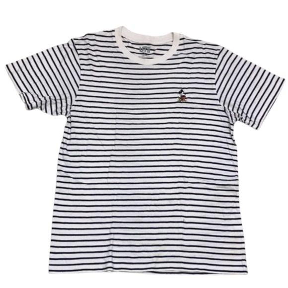UNIQLO DISNEY striped shirt sleeved embroidered t shirt crewneck - Picture 1 of 5